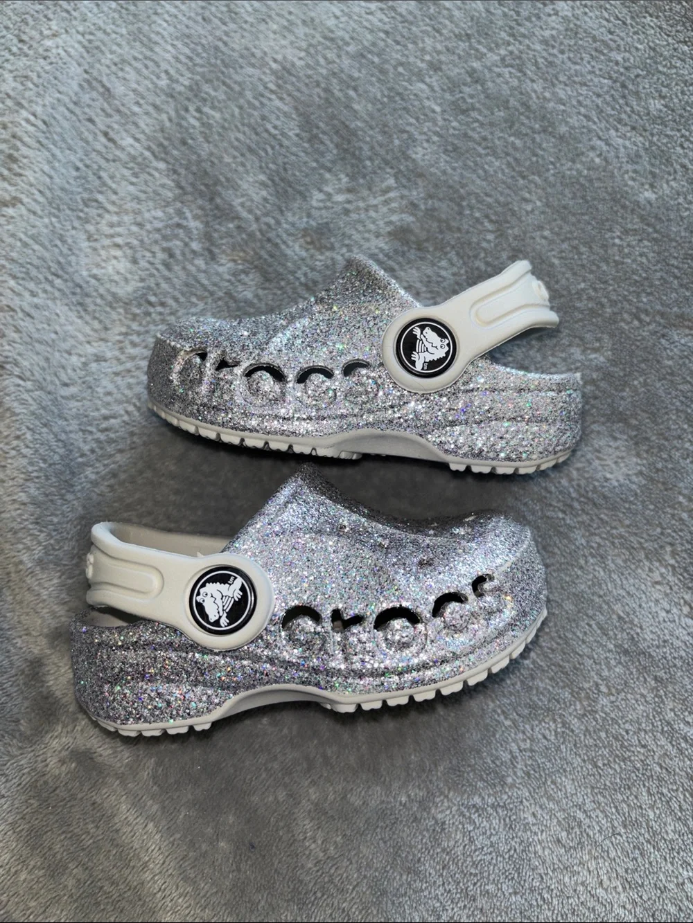 CROCS Kids baby 4 Classic Clog in Sparkling Silver Glitter